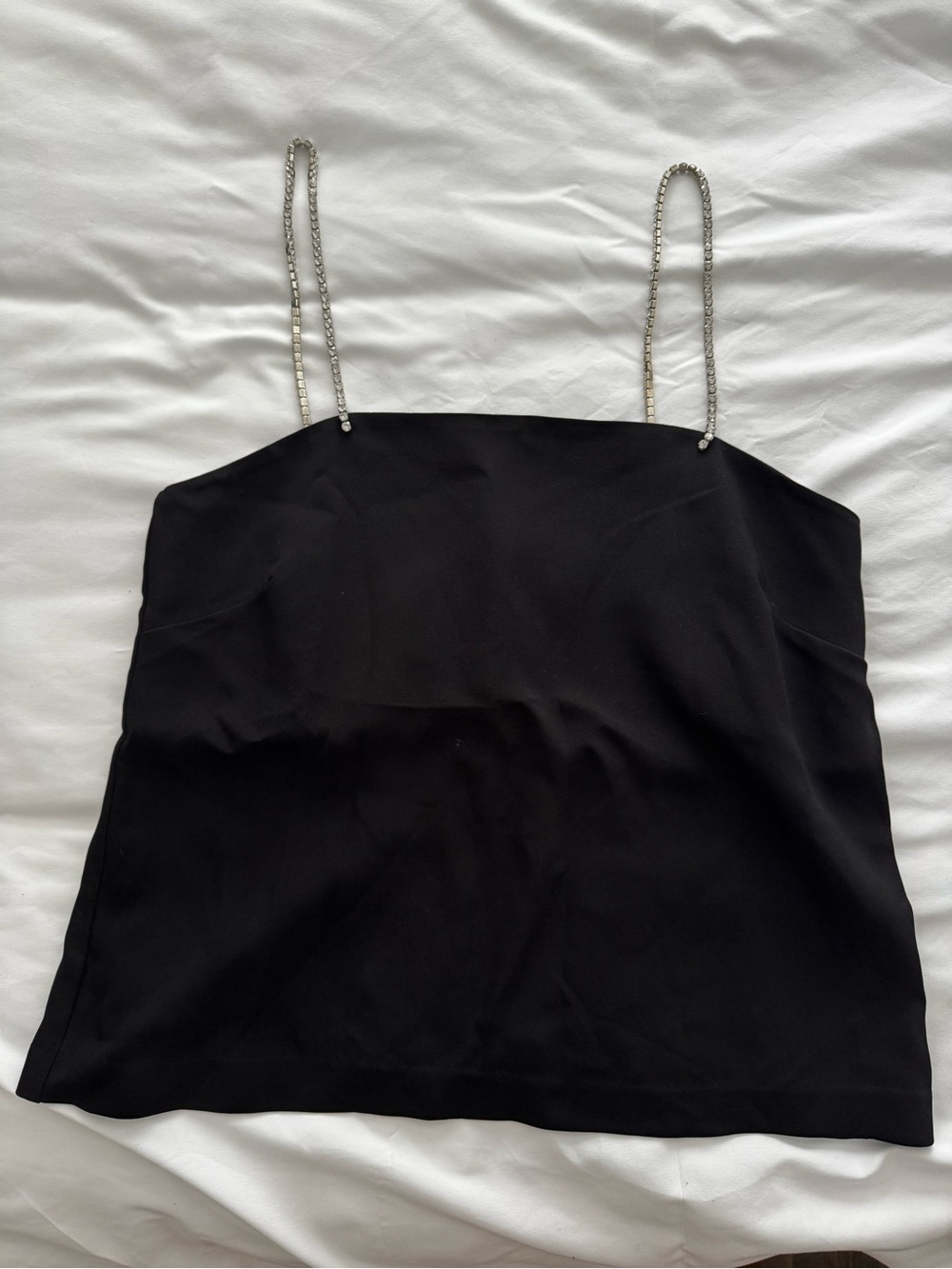 Black rhinestone Strap Cami Top - Women